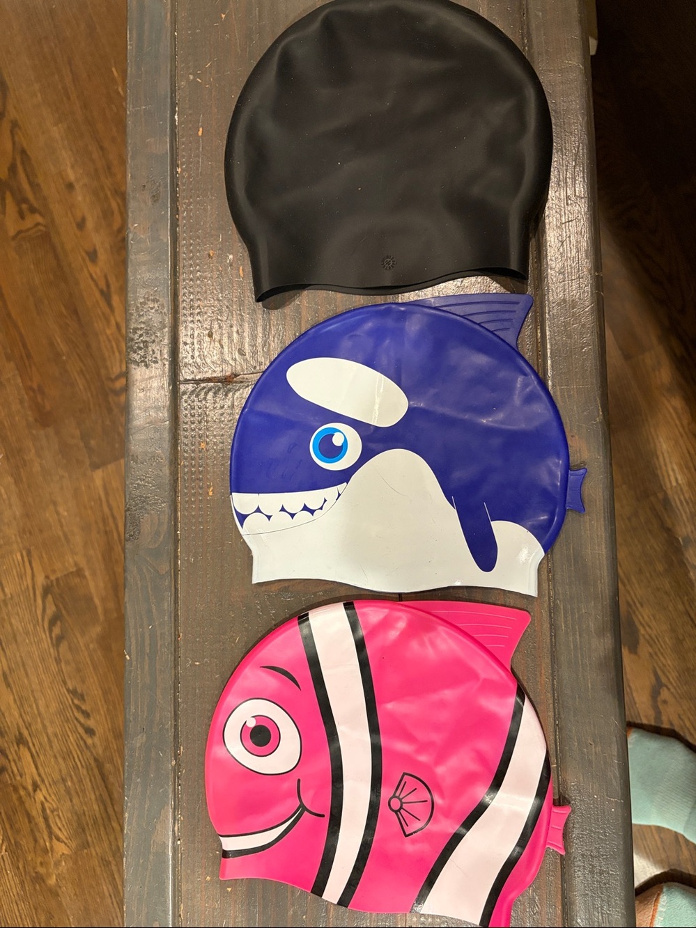 TYR Kids Swim Caps in Black, Blue, Pink